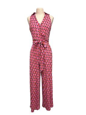 Diane Von Furstenberg X Target Geometric Print Sleeveless Wrap Jumpsuit Pink/Red